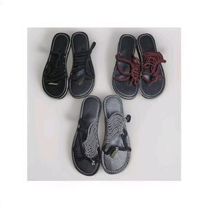 Lot Of 3 Palm Leaf Sandals Womens Size 37 And 36 Beach Vacation Casual Minimal